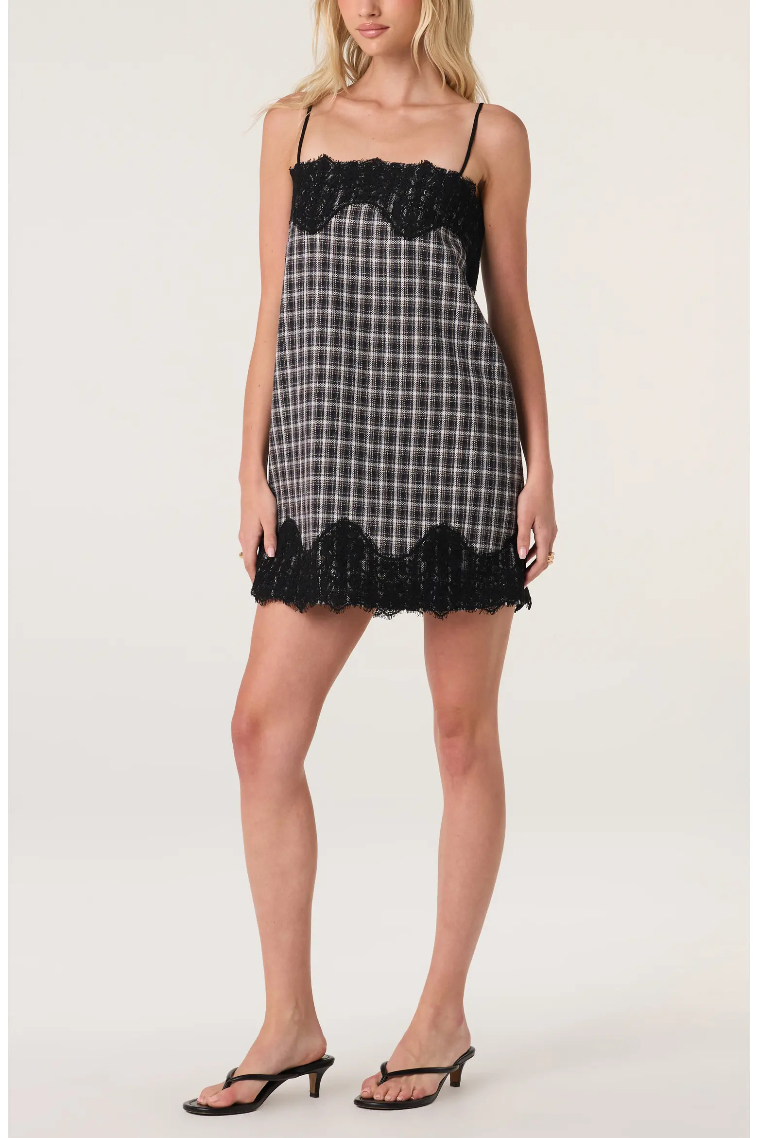 ASTR the Label Aitana Lace Trim Plaid Slipdress (Women) | Nordstrom | Nordstrom