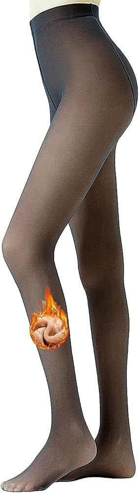 Women's Fleece Lined Tights Warm Translucent Pantyhose Fall Winter Stretch High Waist Slim Leggin... | Amazon (US)