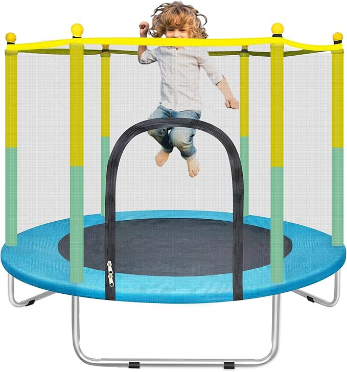 55" Small Trampoline for Kids with Net, 4.6FT Indoor Outdoor Toddler Trampoline with Safety Enclo... | Amazon (US)