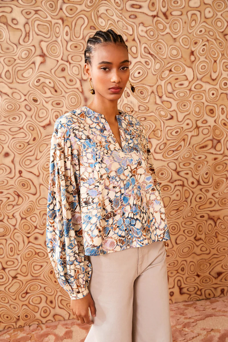 Blue Floral Printed Cotton Top | Ulla Johnson