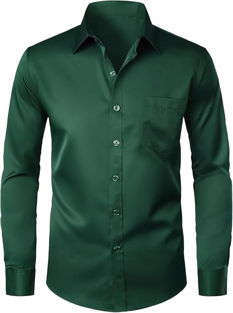 Modern Stylish Men's Casual Business Dress Shirt with Pocket - Long Sleeve Button Down Shirt | Amazon (US)