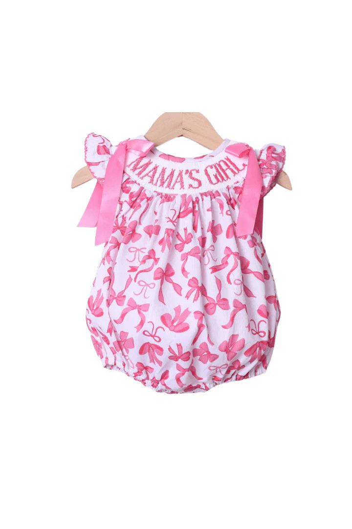 Smocked Mama's Girl Pink Bow Bubble | The Smocked Flamingo