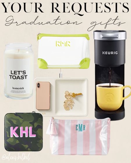 Graduation gift ideas: personalized jewelry organizer, cosmetic bag, coffee maker, candle 

#LTKunder50 #LTKunder100 #LTKGiftGuide