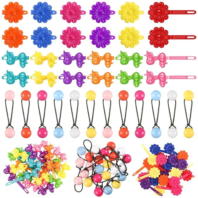 60 Pcs Self Hinge Hair Barrettes for Girls Ball Bubble Hair Accessories 80s 90s Assorted Hair Cli... | Amazon (US)