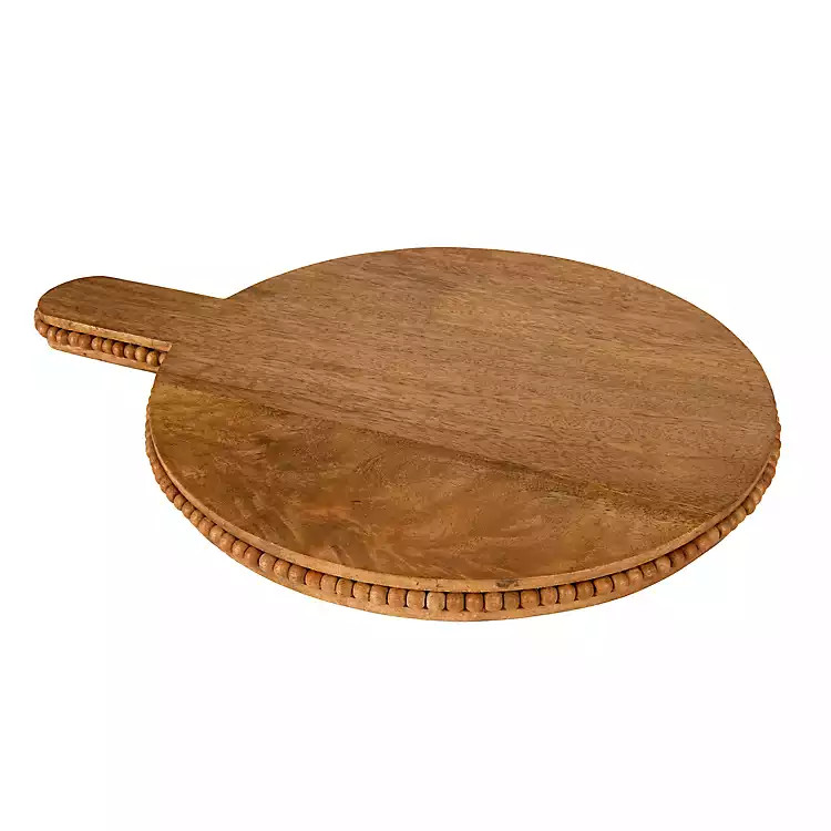 Round Natural Wood Beaded Serving Board | Kirklands