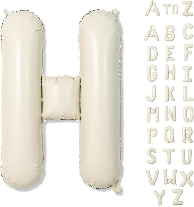 Giant Alphabet H Foil Name Balloons, Cream Ivory White Inflatable Word Balloons H Letters Birthda... | Amazon (US)