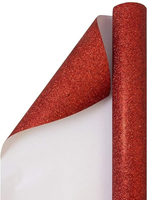 JAM Paper Gift Wrap - Glitter Wrapping Paper - 25 Sq Ft - Red Glitter - Roll Sold Individually | Amazon (US)
