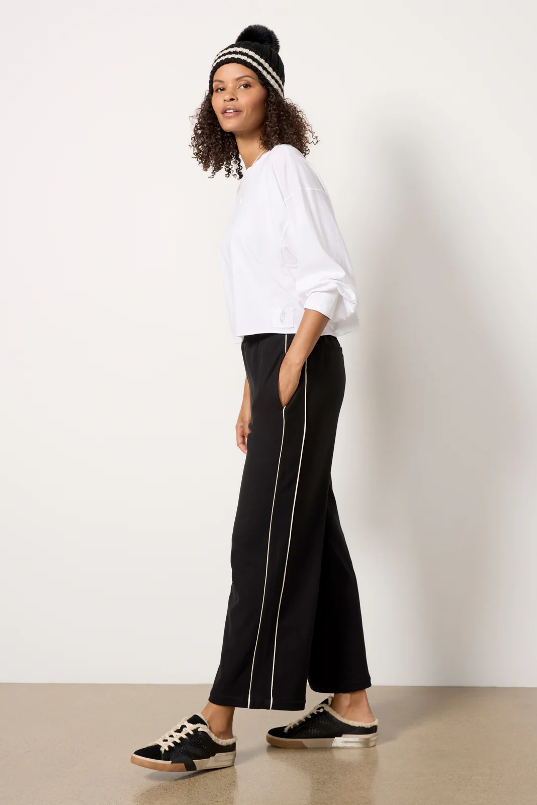 Brushed Rib Wide Leg Pant 28` | Evereve