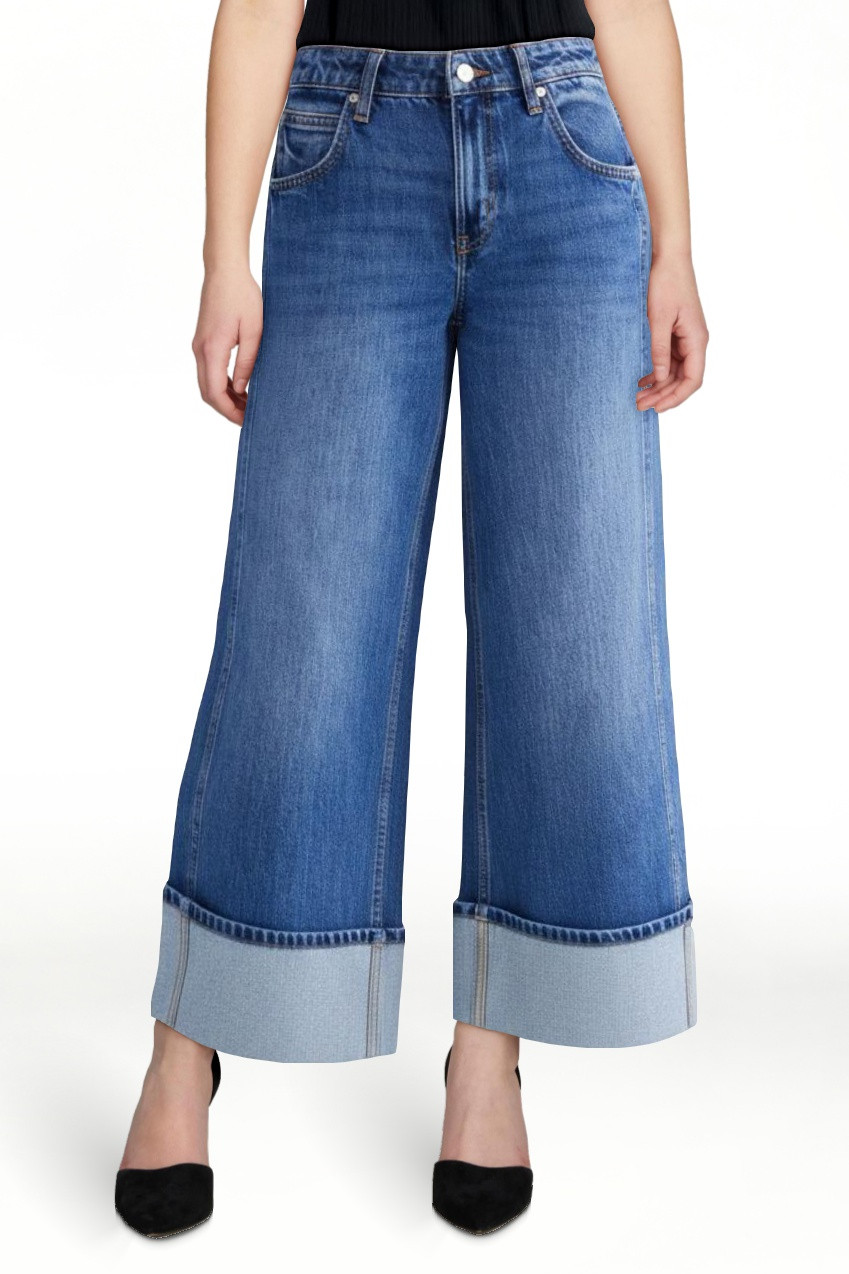 Scoop Women's and Women's Plus Mid Rise Cuffed Wide Leg Jean, Sizes 0-28W | Walmart (US)