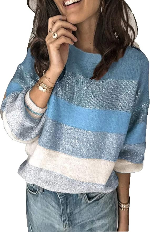 ANCAPELION Women’s Casual Sweater Pullover Winter Basic Sweatshirt Long Sleeve Cozy Knitted Jum... | Amazon (US)