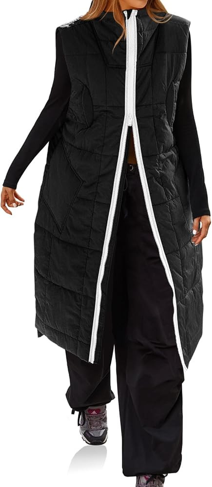 Cicy Bell Womens Long Quilted Puffer Vest Lightweight Sleeveless Winter Jackets Side Slit Packabl... | Amazon (US)