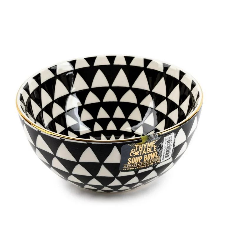 Thyme & Table Dinnerware Black & White Medallion Stoneware Round Bowl | Walmart (US)