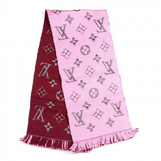 LOUIS VUITTON Wool Silk Logomania Duo Scarf Wine | Fashionphile