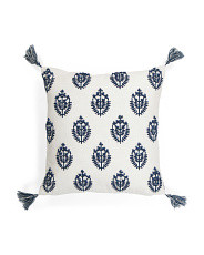 20x20 Hand Embroidered Tassel Pillow | TJ Maxx