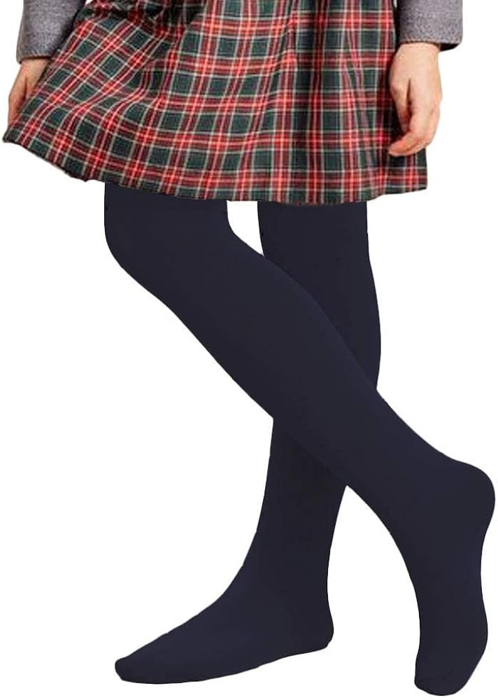 COTTON DAY 2 Pack Kids Girls School Dress Cotton Tights Black White Navy Blue Burgundy | Amazon (US)
