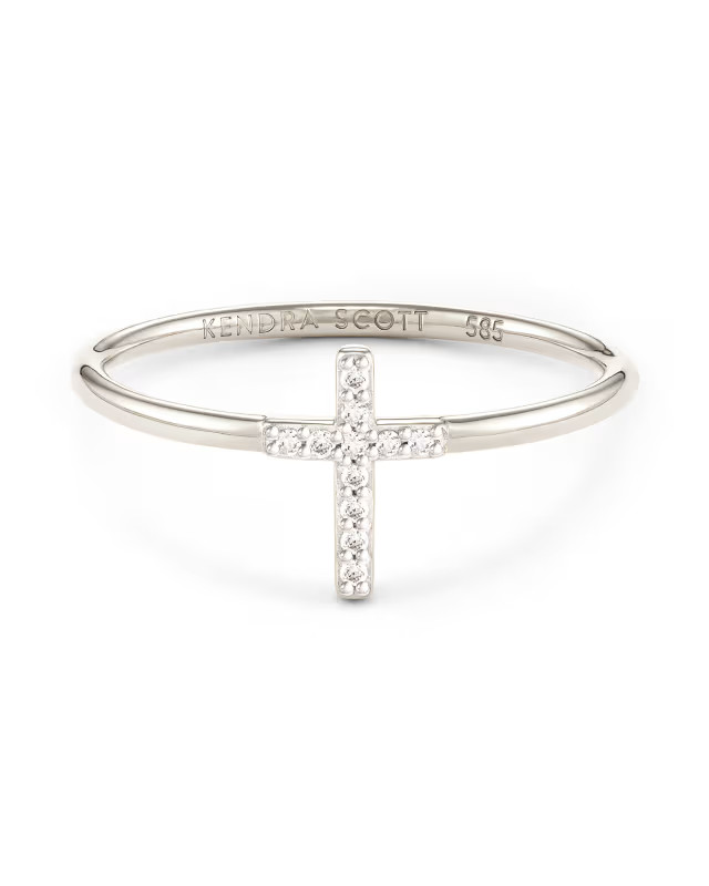 Cross 14k White Gold Band Ring in White Diamond | Kendra Scott | Kendra Scott