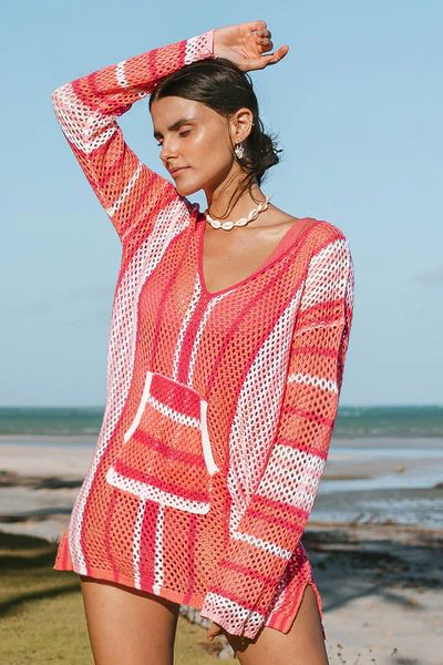 Fernandina Stripe Crochet V-neck Cover Up | Cupshe