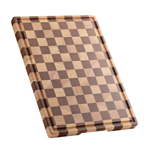 Acacia Wood Cutting Board for Kitchen – Chopping Board with Grooves & Handles, Large Wooden Cutting Board for Meat, Vegetables, Fruits, Cheese and Fruits Ideal Kitchen Gifts | Amazon (US)