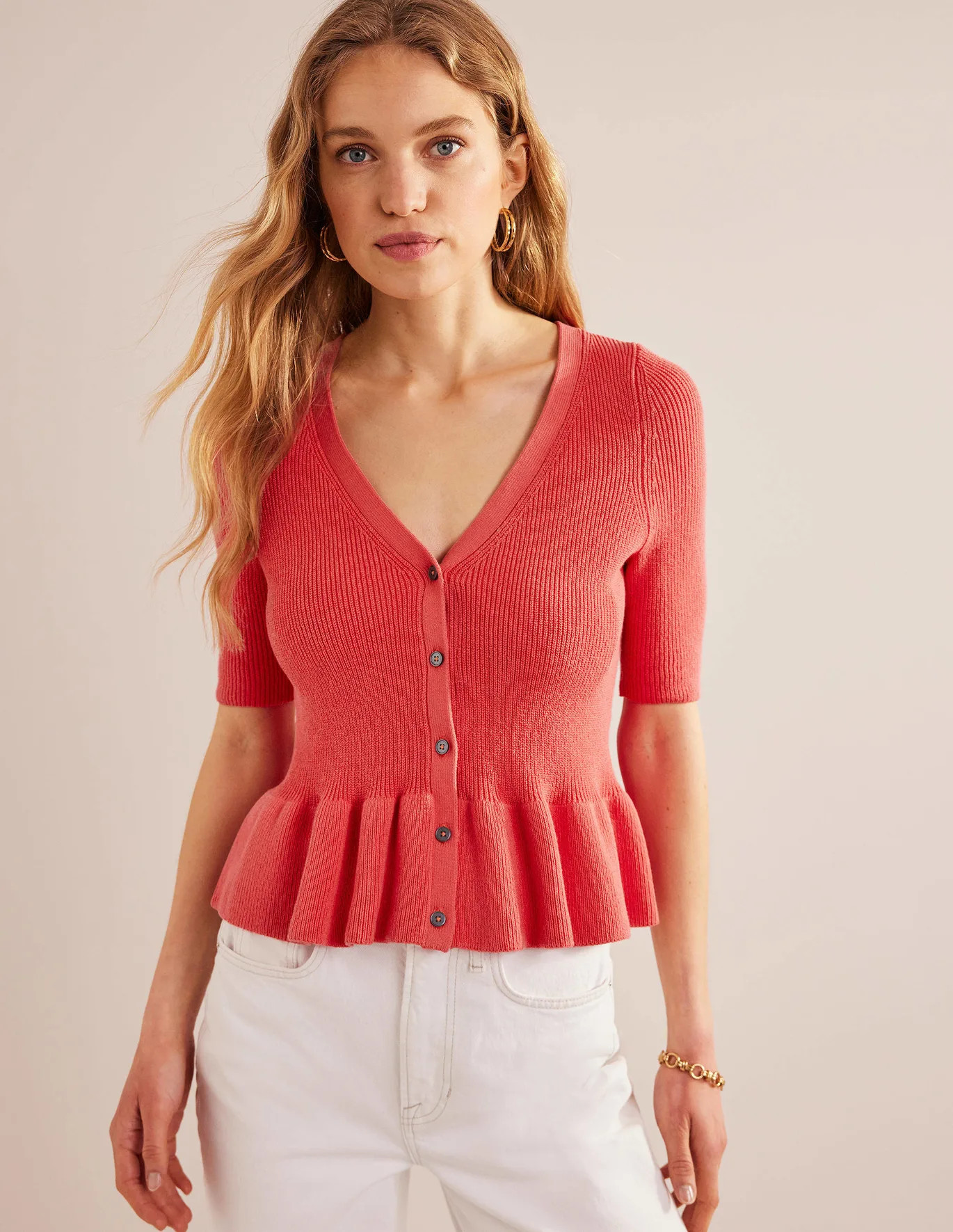 Ribbed Peplum Cardigan | Boden (US)