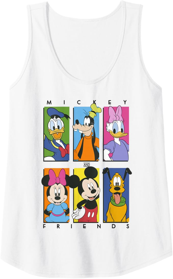 Disney Mickey and Friends Group Shot Panels Tank Top Small | Amazon (US)