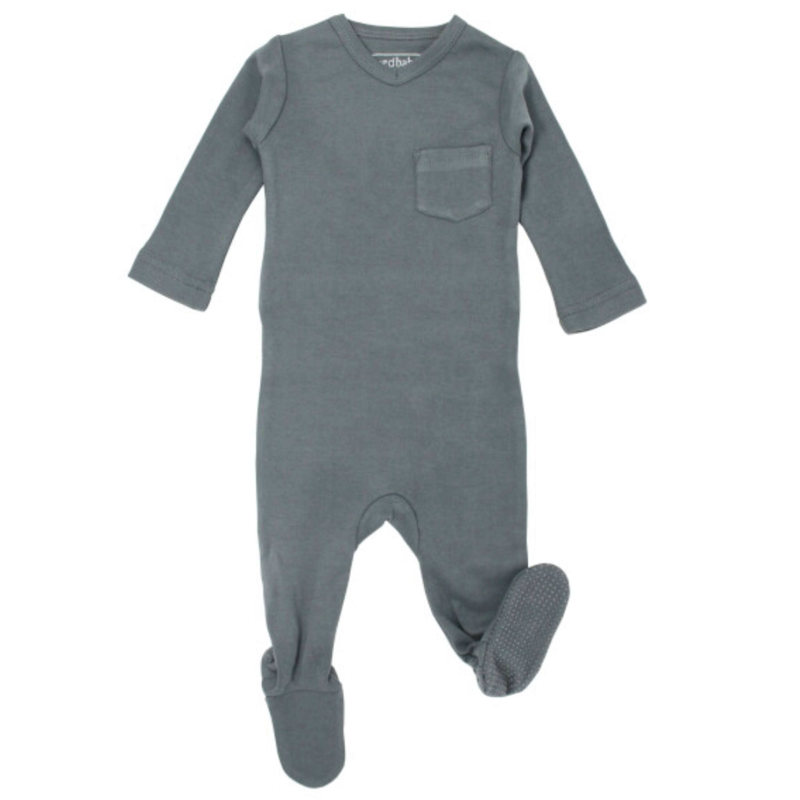 Organic V-Neck Footie, Moonstone | SpearmintLOVE