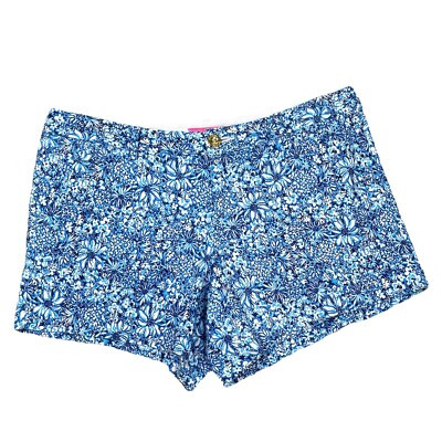 Lilly Pulitzer Size 12 Callahan Knit Shorts Cumulus Blue Blooming Together | eBay | eBay US