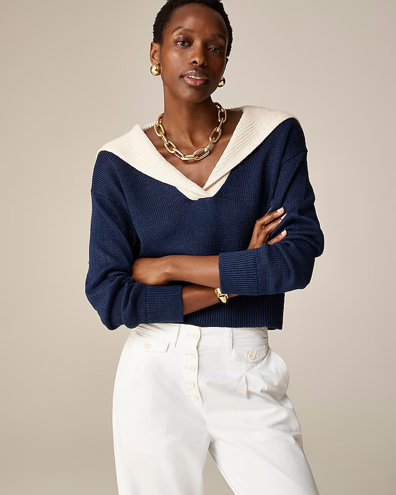 Sailor-collar pullover sweater | J. Crew US