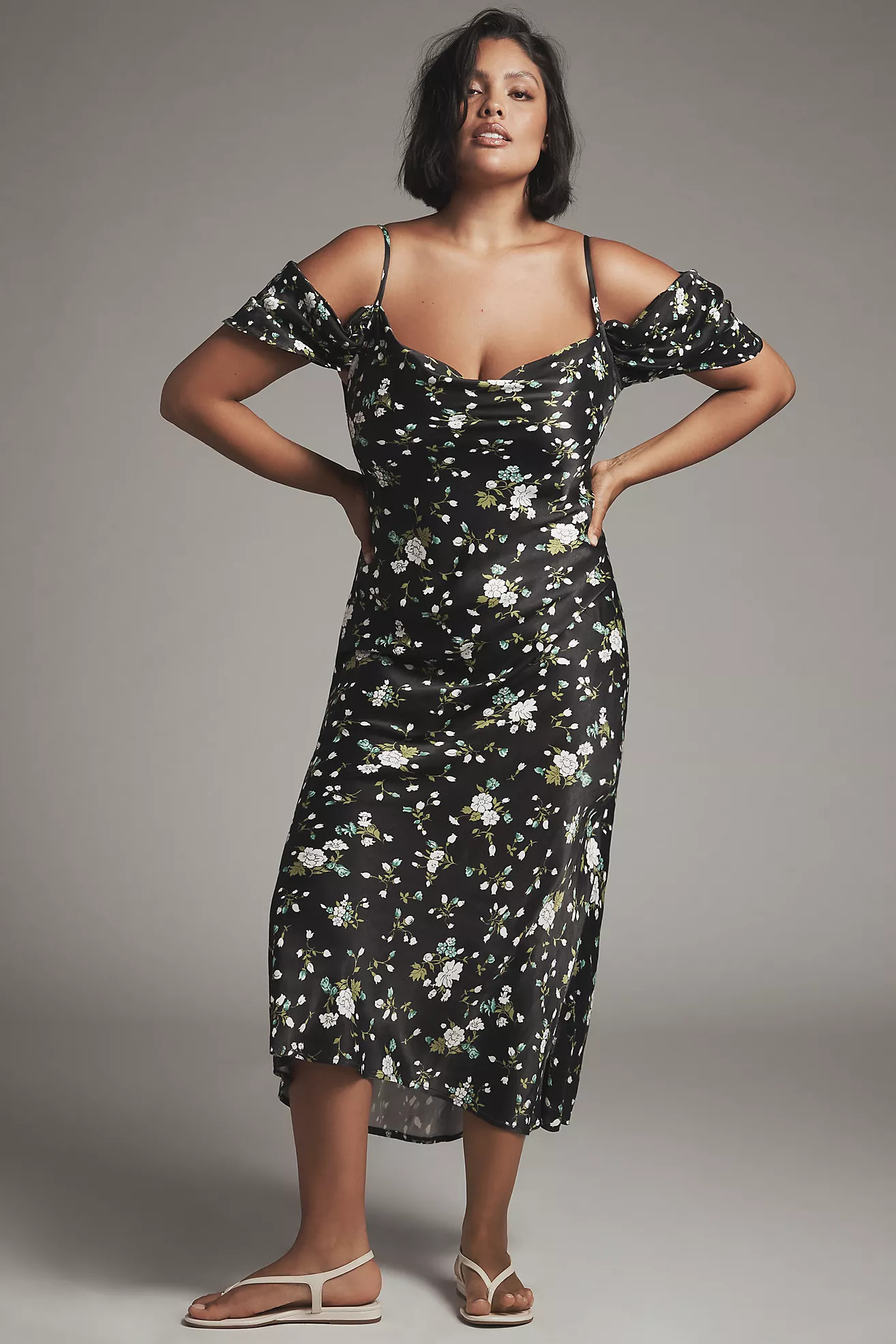 Bl-nk Painterly Off-Shoulder Slip Dress | Anthropologie (US)