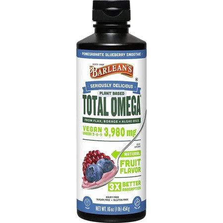 Barlean s Total Omega-3 Vegan Pomegranate Blueberry Smoothie from Algal Oil Flaxseed Oil and Borage  | Walmart (US)