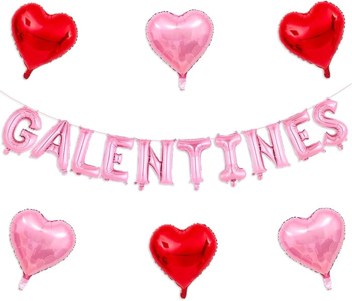 Pink Galentines Balloons, 16 Inch Galentines Day Balloons Red Pink Heart Balloon for Galentines P... | Amazon (US)