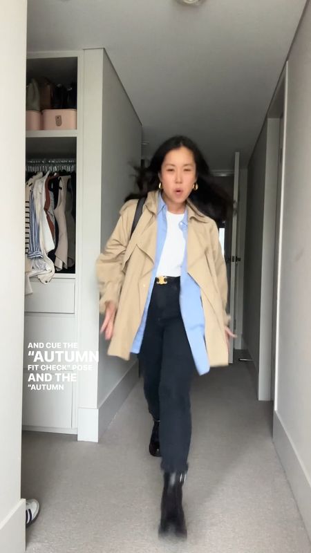 Autumn outift of the day! Bring on the layers! Size XS in the short trench coat, size 8 in the blue shirt, size 26 in the black jeans 

#LTKSeasonal #LTKVideo #LTKstyletip