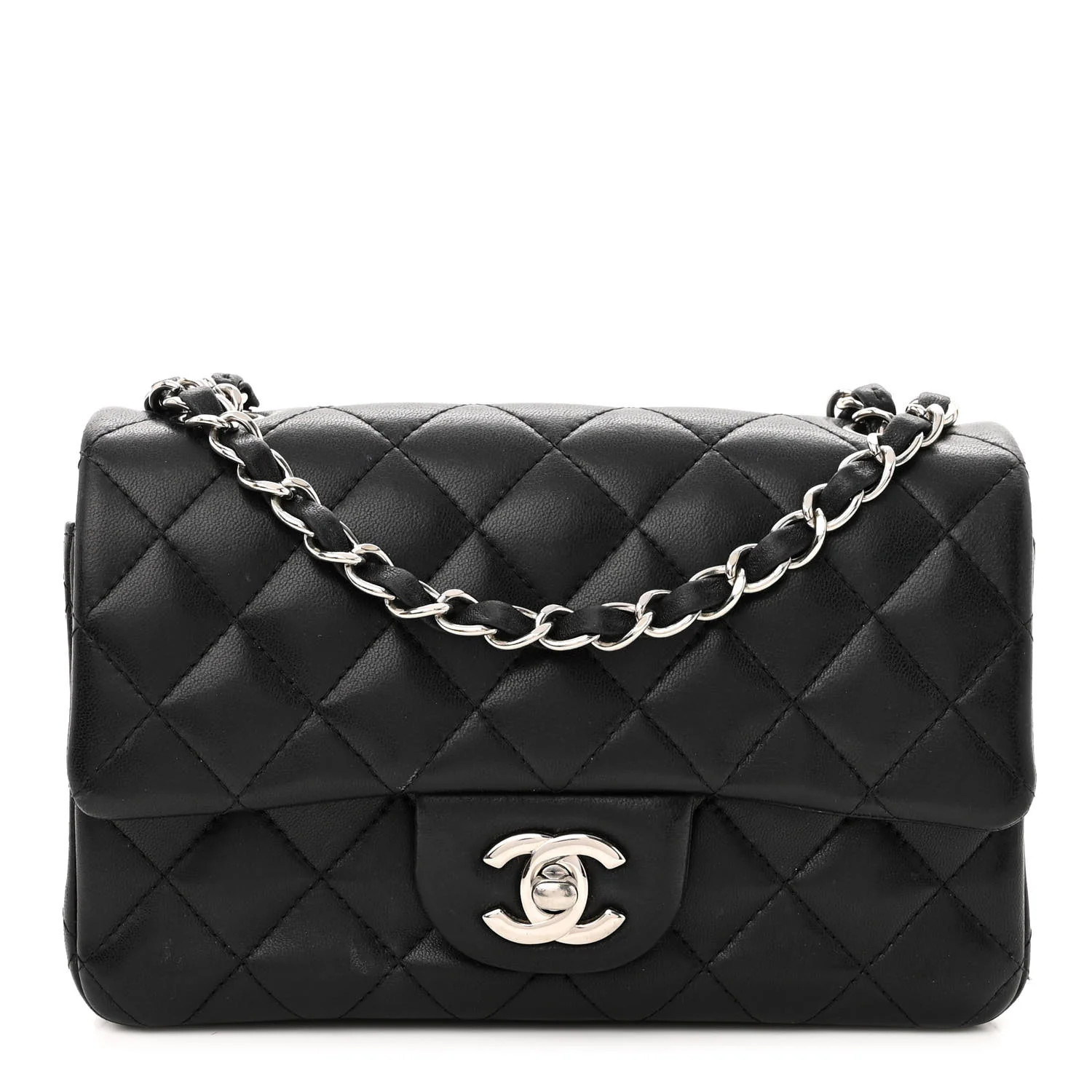 CHANEL Lambskin Quilted Mini Rectangular Flap Black | FASHIONPHILE (US)
