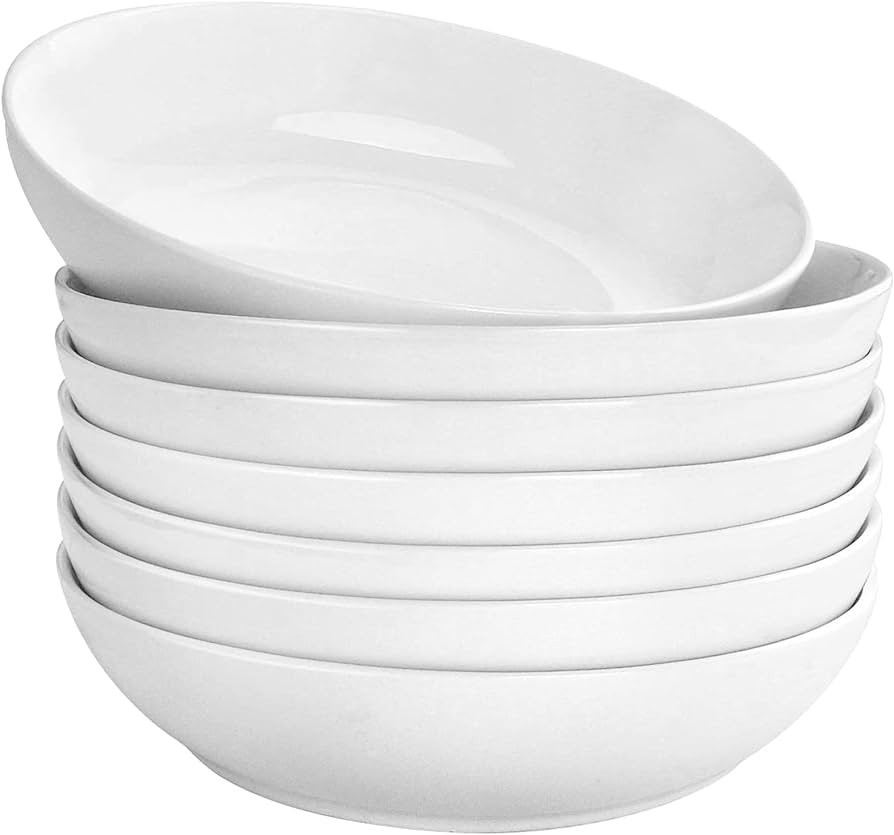 DeeCoo 7 Pack Porcelain Pasta Bowls Ceramic , Large Serving Bowl, Wide and Shallow, Set 8.3 Inch ... | Amazon (US)