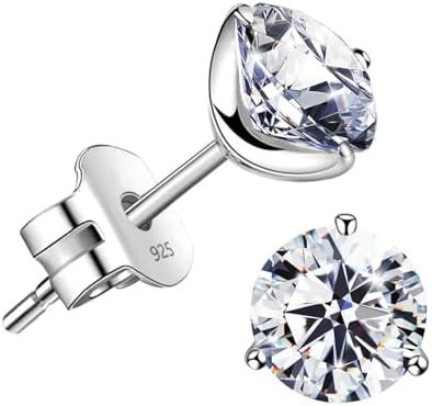 "STUNNING FLAME" 18K Gold Plated Silver Brilliant Cut Simulated Diamond Cubic Zirconia Stud Earri... | Amazon (US)