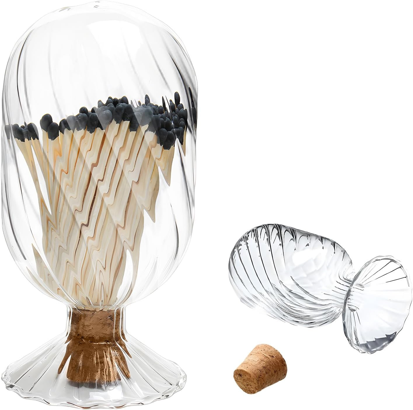 Helix Shaped Match Cloche Glass Holder, Upside Down Matches Holder for Scented Candle on Dining T... | Amazon (US)