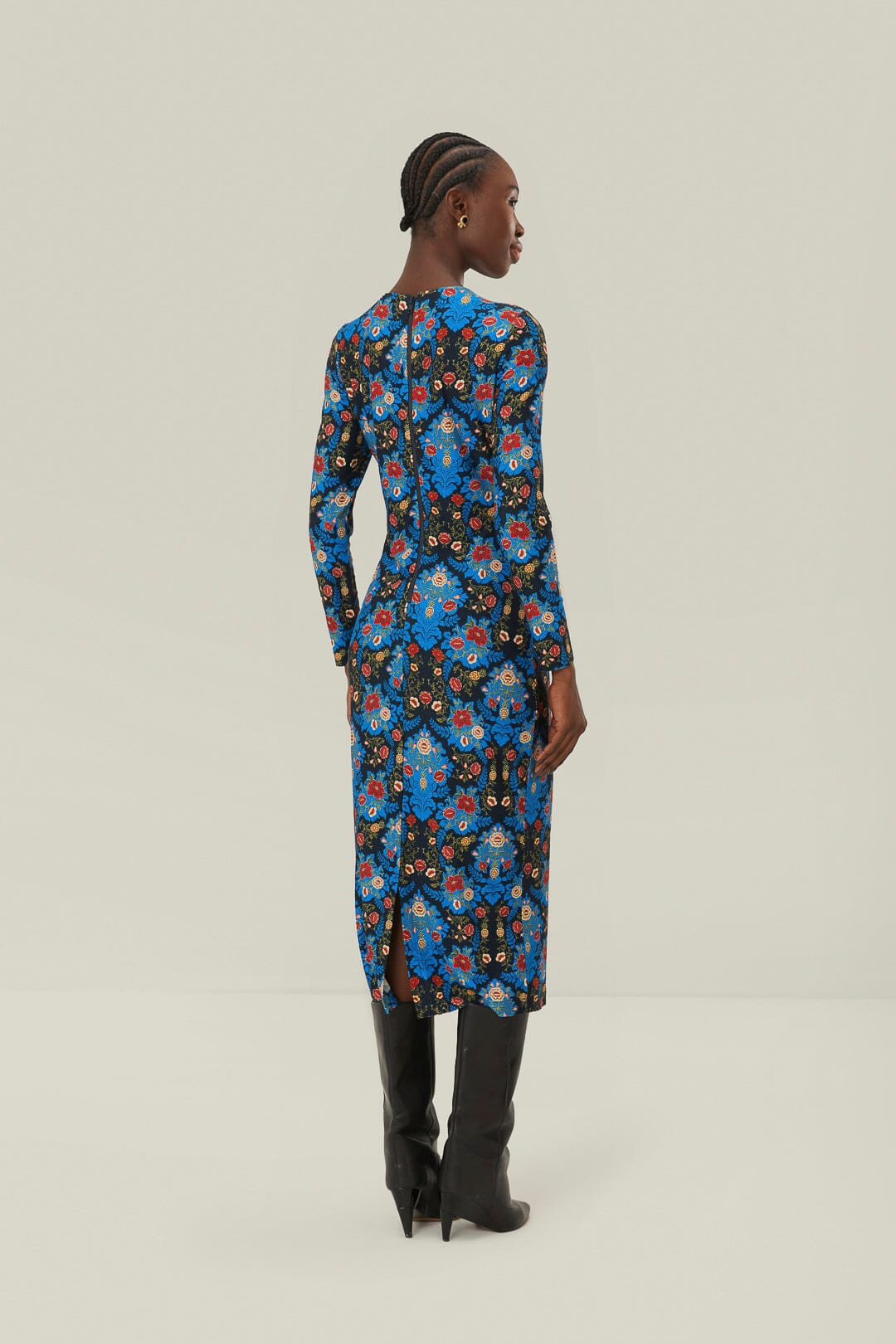 Blue Arabesque Floral Jersey LENZING™ ECOVERO™ Midi Dress | FarmRio (US)