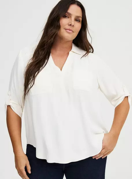 Harper Collared 3/4 Sleeve Blouse | Torrid (US & Canada)