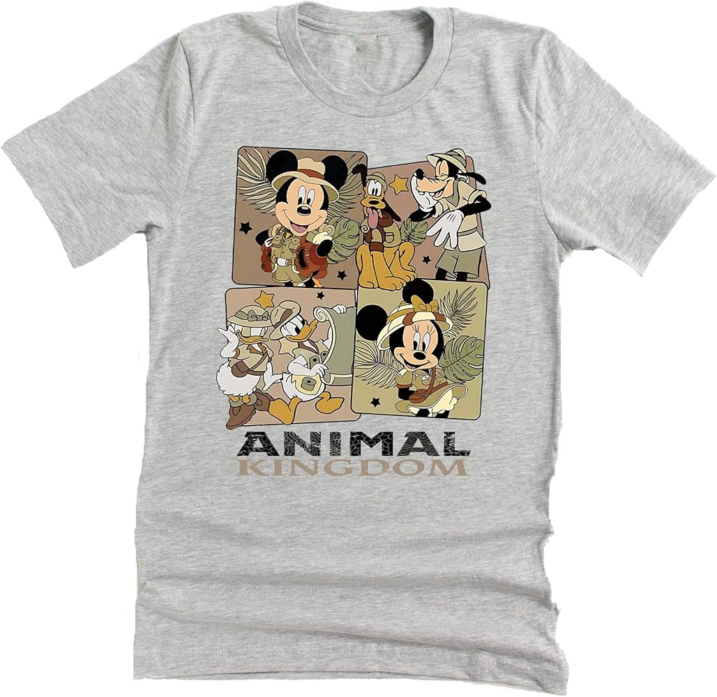 Animal Kingdom Safari Mickey and Friends Vacation Shirt Casual Unisex Short Sleeve | Amazon (US)