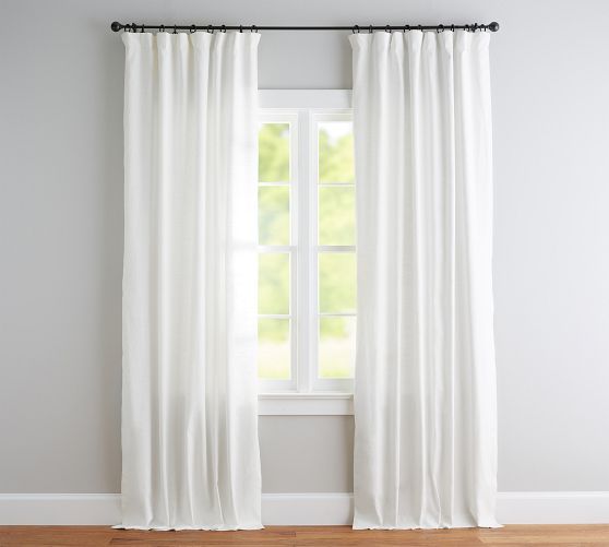 Custom Emery Linen Curtain - White | Pottery Barn (US)
