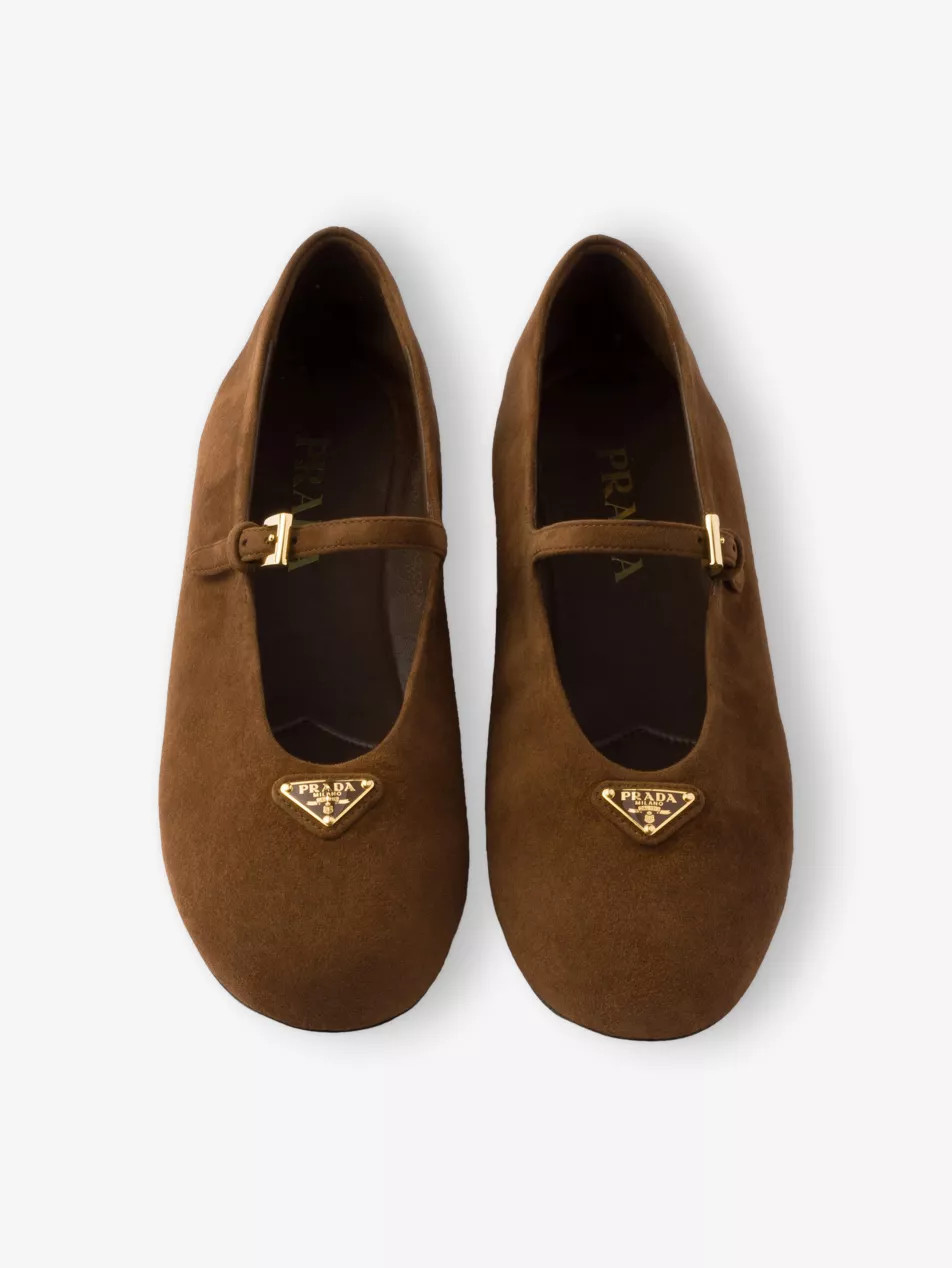 Triangle-Logo Suede Ballerina Flats | Selfridges