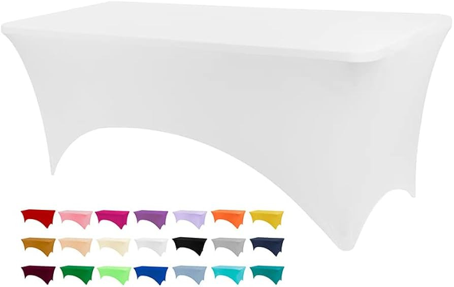 BDDC Table Covers for 6 Foot Tables, Spandex Table Covers 6ft, White Table Cloths Rectangle 6ft f... | Amazon (US)