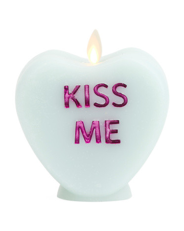 4x4 Unscented Moving Flame Conversation Heart Candle | TJ Maxx
