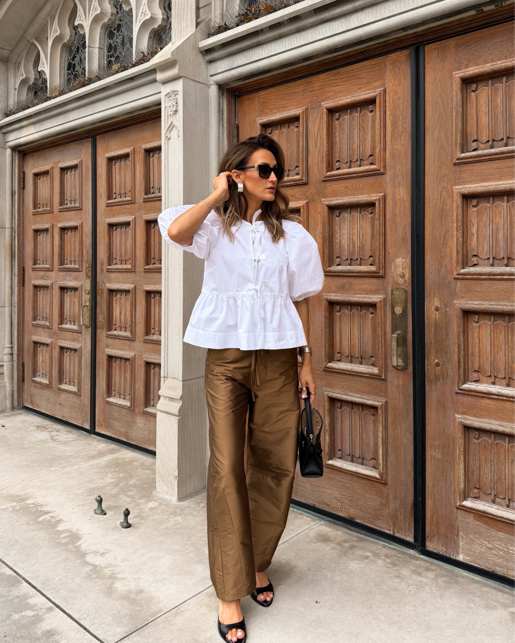 When daytime calls for a little drama! Found my bow top fully stocked, a long time iconic piece that is timeless! Pairing with another dramatic piece: the taffeta pants! Size 1 on pants and 36 on top!

#LTKootd #LTKSeasonal #LTKgrwm