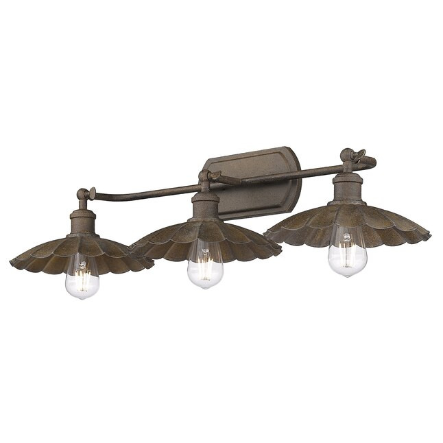 Golden Lighting Clemence 30.88-in 3-Light Dark Rust Farmhouse Vanity Light | Lowe's