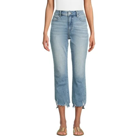 Time and Tru Women s High Rise Straight Jeans 27.5” Inseam Sizes 4-20 | Walmart (US)