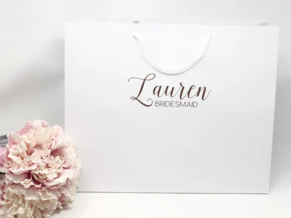 Bridesmaid Gift Bags  Personalized Rose Gold Gift Bag Extra - Etsy | Etsy (US)