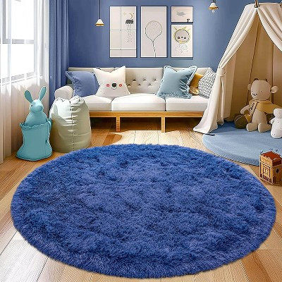 5ft Round Fluffy Area Rug, Soft Shaggy Circle Carpet for Bedroom, Kids Girls Boys Room, Fuzzy Plush Floor Mat blue 5x5ft | Target