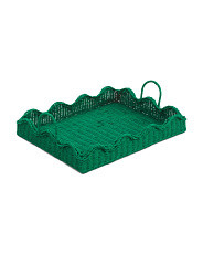 18in Large Scalloped Rattan Woven Tray | Marshalls