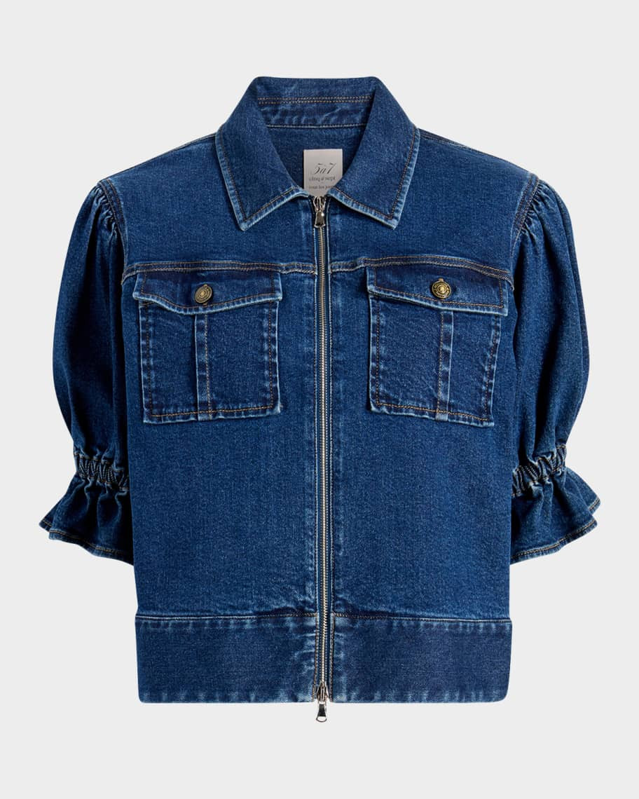 Cinq a Sept Holly Short-Sleeve Denim Jacket | Neiman Marcus