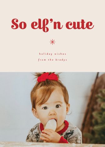 "Elfn Cute" - Customizable Holiday Photo Cards in Red by Corinne Malesic. | Minted